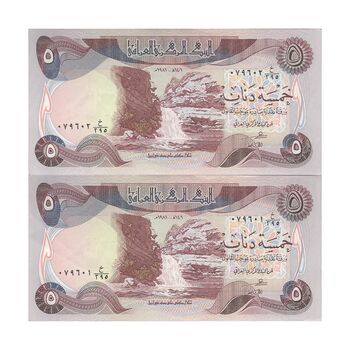 اسکناس 5 دینار 1981 جمهوری - جفت - UNC62 - عراق
