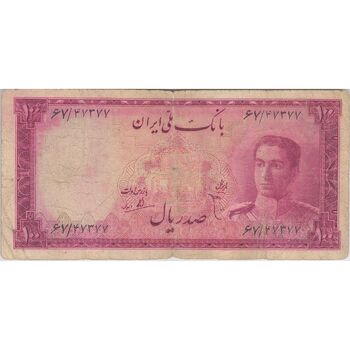 اسکناس 100 ریال سری سوم - تک - F15 - محمد رضا شاه