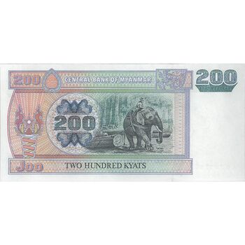 اسکناس 200 کیات بدون تاریخ (2004) جمهوری اتحادیه - تک - UNC63 - میانمار