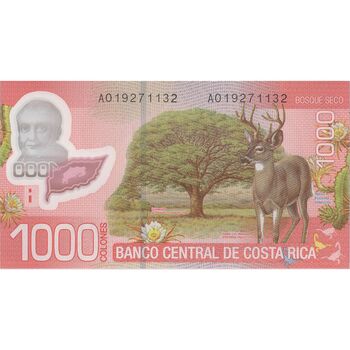 اسکناس 1000 کولون 2009 سری A جمهوری دوم - تک - UNC65 - کاستاریکا