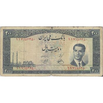 اسکناس 200 ریال 1330 - تک - F - محمد رضا شاه
