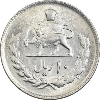 سکه 10 ریال 1357 - AU58 - محمد رضا شاه