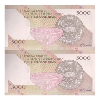 اسکناس 5000 ریال امام (طیب نیا - سیف) نخ 5000 - جفت - UNC64 - جمهوری اسلامی
