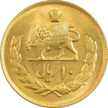 سکه 10 ریال 2537 - طلایی - MS63 - محمد رضا شاه