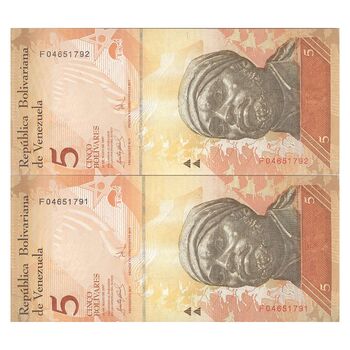 اسکناس 5 بولیوار 2007 جمهوری بولیواری - جفت - UNC63 - ونزوئلا