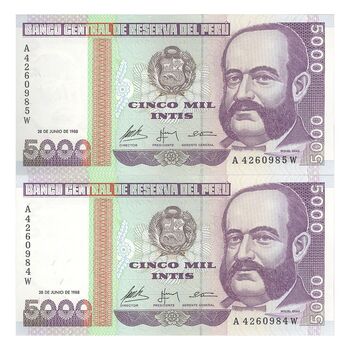 اسکناس 5000 اینتیس 1988 (28 ژوئن) جمهوری - جفت - UNC63 - پرو