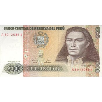 اسکناس 500 اینتیس 1987 (26 ژوئن) جمهوری - تک - UNC64 - پرو