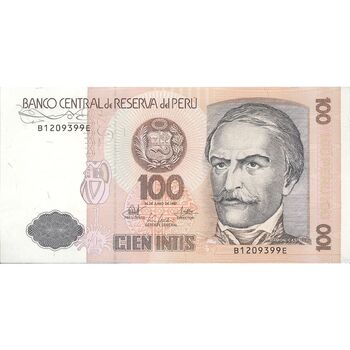 اسکناس 100 اینتیس 1987 (26 ژوئن) جمهوری - تک - UNC63 - پرو