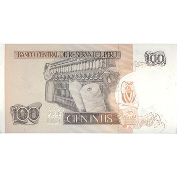 اسکناس 100 اینتیس 1987 (26 ژوئن) جمهوری - تک - UNC63 - پرو