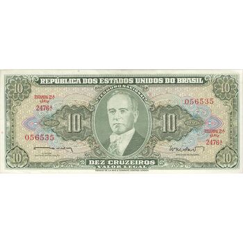 اسکناس 10 کروزریو بدون تاریخ(1962) جمهوری اول - تک - EF45 - برزیل
