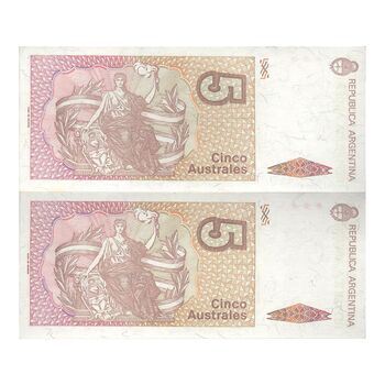 اسکناس 5 آسترال بدون تاریخ (1986-1987) جمهوری فدرال - HAA², JJAC - جفت - UNC62 - آرژانتین
