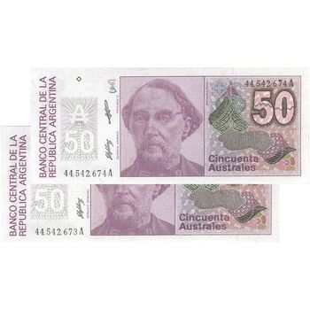 اسکناس 50 آسترال بدون تاریخ (1988-1989) جمهوری فدرال - ES, JLM - جفت - UNC62 - آرژانتین