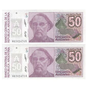اسکناس 50 آسترال بدون تاریخ (1988-1989) جمهوری فدرال - ES, JLM - جفت - UNC62 - آرژانتین