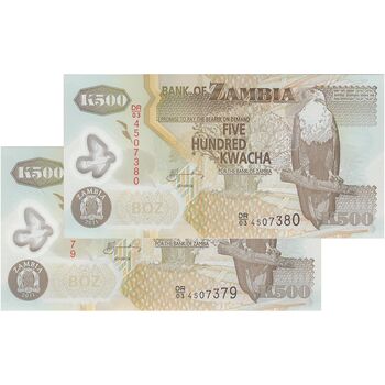 اسکناس 500 کواچا 2011 جمهوری - جفت - UNC65 - زامبیا