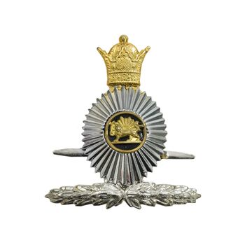 نشان کلاه نیروی زمینی ارتش - با برگ زیتون - UNC - محمد رضا شاه