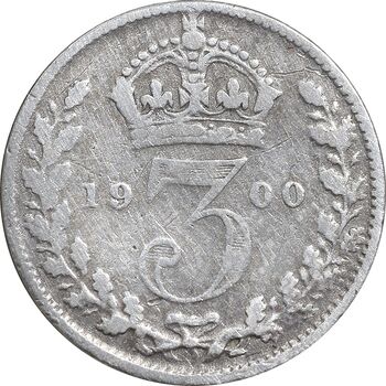 سکه 3 پنس 1900 ویکتوریا - VF30 - انگلستان