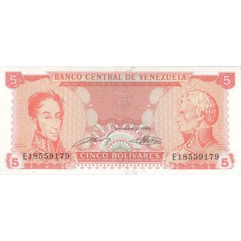 اسکناس 5 بولیوار 1989 جمهوری چهارم - تک - UNC64 - ونزوئلا