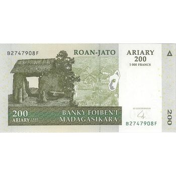 اسکناس 200 آریاری 2004 جمهوری سوم - Rasamoelina - تک - UNC64 - ماداگاسکار