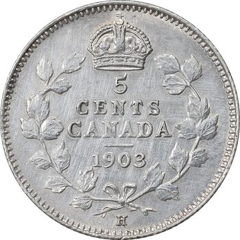 سکه 5 سنت 1903 ادوارد هفتم - 21 برگ - EF45 - کانادا