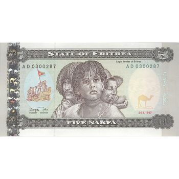 اسکناس 5 ناکفا 1997 دولت اریتره - تک - UNC63 - اریتره