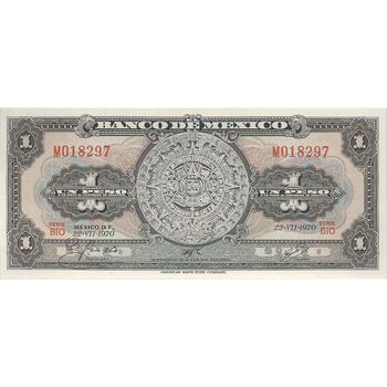 اسکناس 1 پزو 1970 جمهوری اول - تک - UNC63 - مکزیک