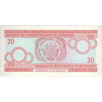 اسکناس 20 فرانک 2007 جمهوری - تک - UNC63 - بوروندی