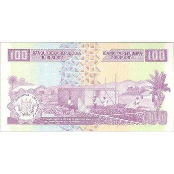اسکناس 100 فرانک 2011 جمهوری - سایز کوچک - تک - UNC64 - بوروندی