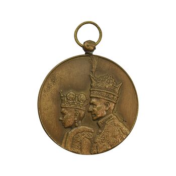 مدال برنز آویزی تاجگذاری 1346 (روز) - بدون روبان - AU50 - محمد رضا شاه