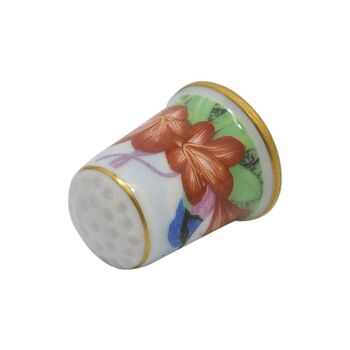 انگشتانه چینی قدیمی طرح گل و مرغ - کد 006555
