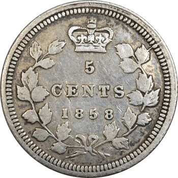 سکه 5 سنت 1858 ویکتوریا - EF40 - کانادا