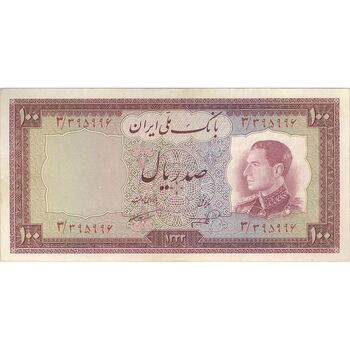 اسکناس 100 ریال 1333 - تک - VF35 - محمد رضا شاه