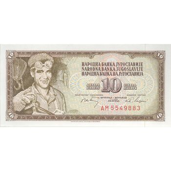 اسکناس 10 دینار 1968 جمهوری فدرال سوسیالیستی - تک - UNC63 - یوگوسلاوی