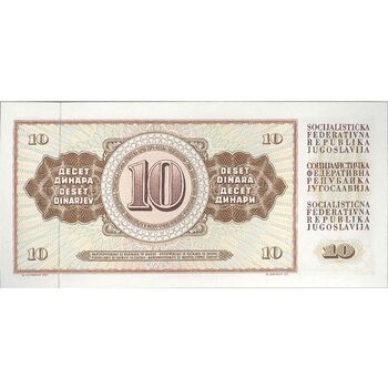 اسکناس 10 دینار 1968 جمهوری فدرال سوسیالیستی - تک - UNC63 - یوگوسلاوی