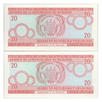 اسکناس 20 فرانک 2007 جمهوری - جفت - UNC63 - بوروندی