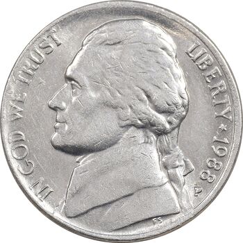 سکه 5 سنت 1988P جفرسون - AU50 - آمریکا