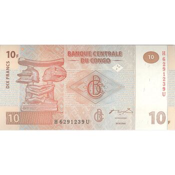 اسکناس 10 فرانک 2003 جمهوری دموکراتیک - تک - UNC64 - کنگو