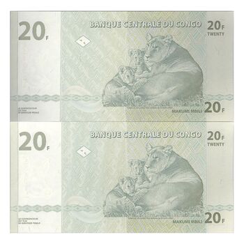 اسکناس 20 فرانک 2003 جمهوری دموکراتیک - جفت - UNC63 - کنگو