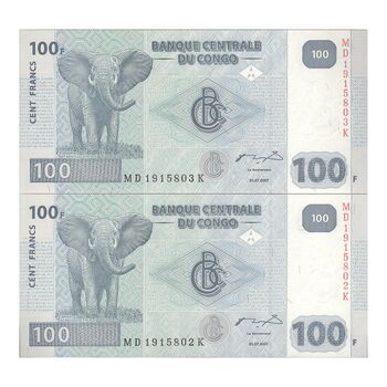 اسکناس 100 فرانک 2007 جمهوری دموکراتیک - جفت - UNC64 - کنگو
