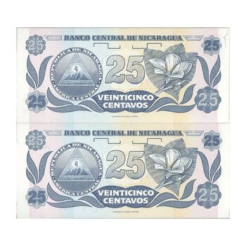 اسکناس 25 سنتاوو بدون تاریخ (1991) جمهوری - جفت - UNC64 - نیکاراگوئه