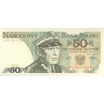 اسکناس 50 زلوتی 1988 جمهوری خلق - تک - UNC63 - لهستان