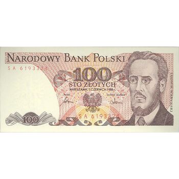 اسکناس 100 زلوتی 1986 جمهوری خلق - تک - UNC64 - لهستان