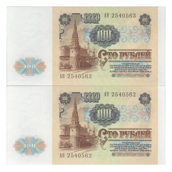اسکناس 100 روبل 1991 جمهوری سوسیالیستی - جفت - UNC63 - اتحاد جماهیر شوروی