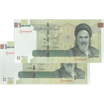 اسکناس 100000 ریال (طیب نیا - سیف) نخ نوع 2 - جفت - UNC64 - جمهوری اسلامی