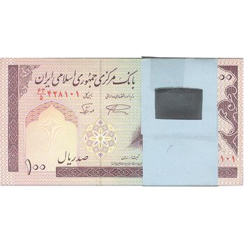بسته اسکناس 100 ریال (نمازی - نوربخش) شماره بزرگ - UNC - جمهوری اسلامی