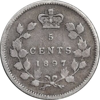 سکه 5 سنت 1897 ویکتوریا - VF35 - کانادا