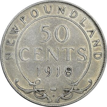 سکه 50 سنت 1918 جرج پنجم - EF45 - نیوفاوندلند