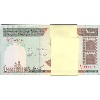 بسته اسکناس 1000 ریال (حسینی - شیبانی) - UNC - جمهوری اسلامی