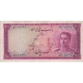 اسکناس 100 ریال سری سوم - تک - EF40 - محمد رضا شاه