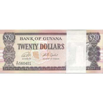 بسته اسکناس 20 دلار بدون تاریخ (1966-1992) جمهوری - UNC - گویان