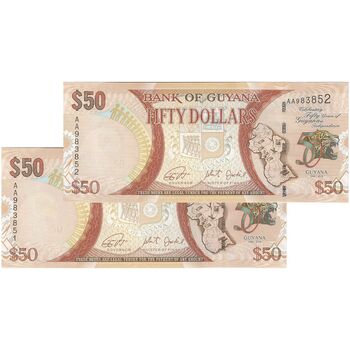 اسکناس 50 دلار 2016 جمهوری - جفت - UNC62 - گویان